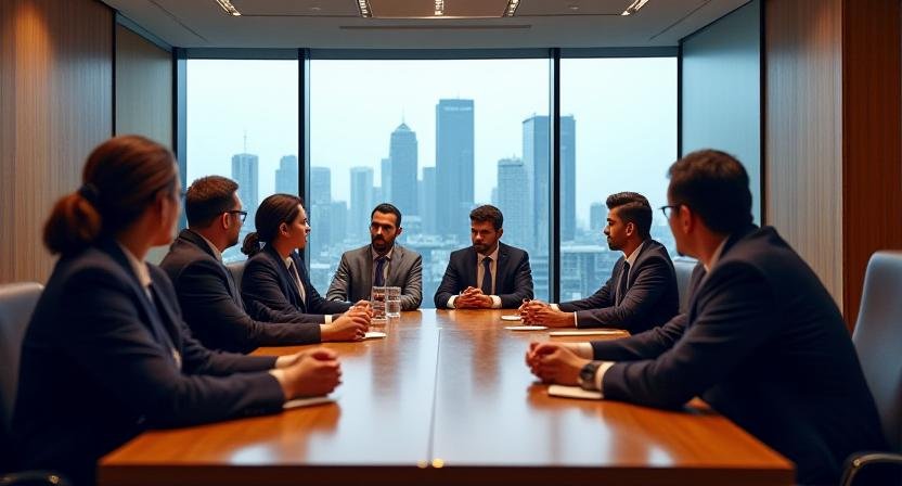 Professional business consultation in a corporate New Delhi setting